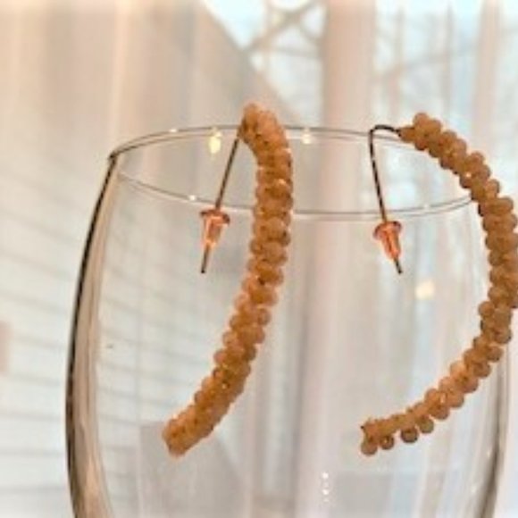 NWOT BEAUTIFUL PINK EARRINGS with Gold and Semiprecious Gems - Picture 4 of 4